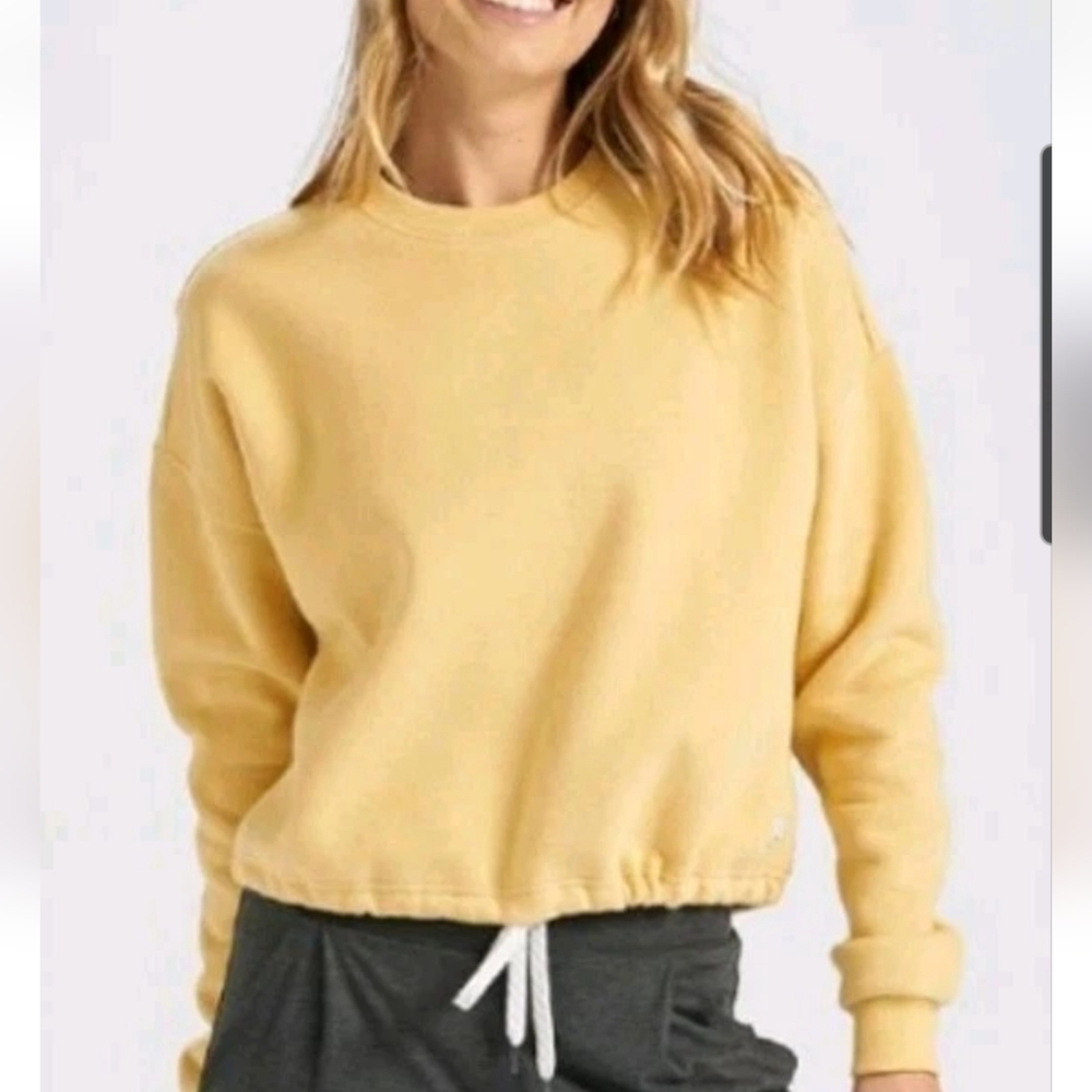 VUORI Women's Restore Crew Yellow Sweatshirt Pullover Drawstring! Size S
